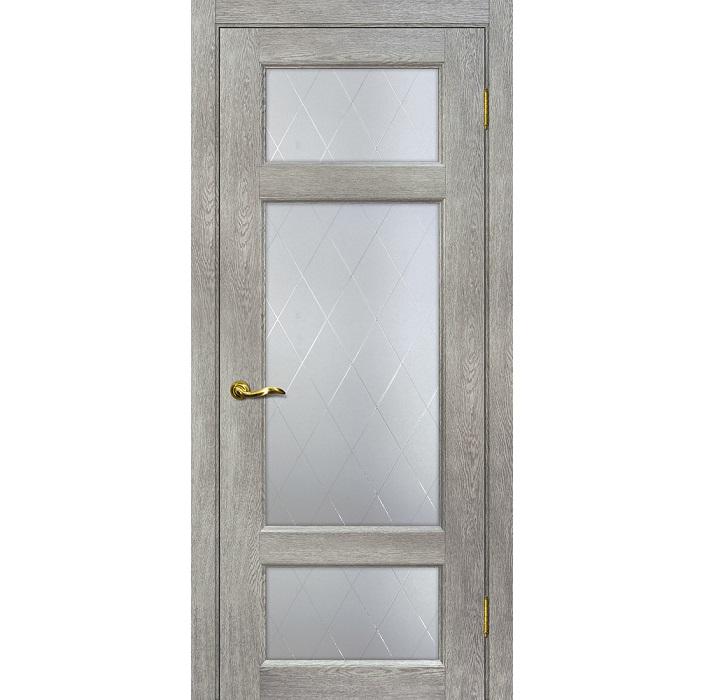 Купить Дверь межкомнатная Мариам Тоскана-3 ПВХ Чиаро гриджио стекло белый сатинат ромб 2000х600 мм