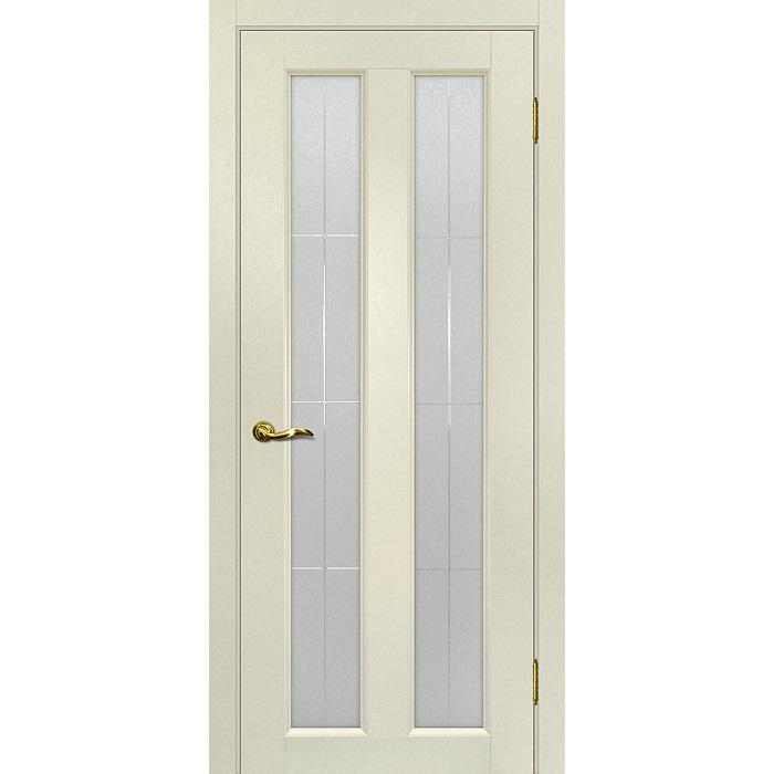 Купить Дверь межкомнатная Мариам Тоскана-5 ПВХ Ваниль стекло белый сатинат решетка 2000х900 мм