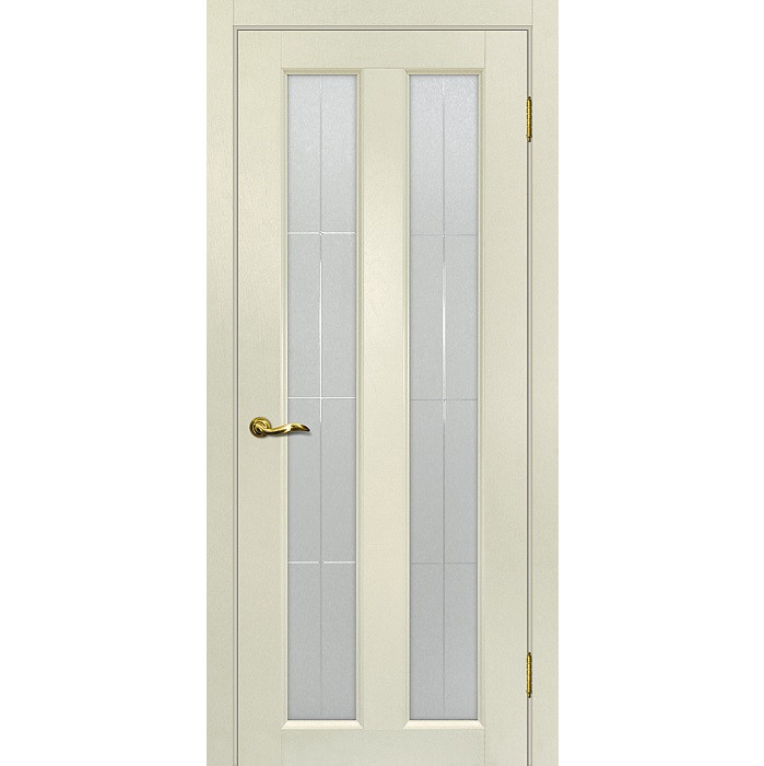 Купить Дверь межкомнатная Мариам Тоскана-5 ПВХ Ваниль стекло белый сатинат решетка 2000х600 мм