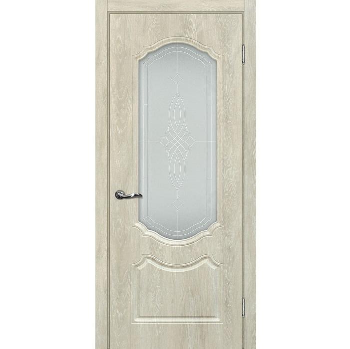 Купить Дверь межкомнатная Мариам Сиена-2 ПВХ шале Дуб седой стекло белый сатинат серебро 2000х600 мм