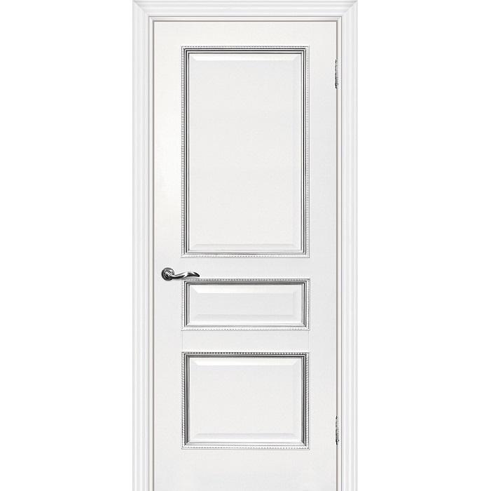 Купить Дверь межкомнатная Мариам Мурано-2 экошпон белое багет с тиснением патина серебро 2000х700 мм