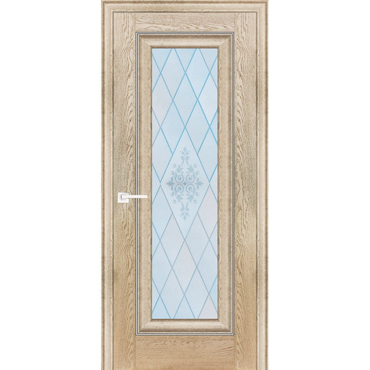 Купить Дверь межкомнатная Profilo Porte PSB-25 Baguette экошпон Дуб Гарвард кремовый стекло белый сатинат 2000х600 мм