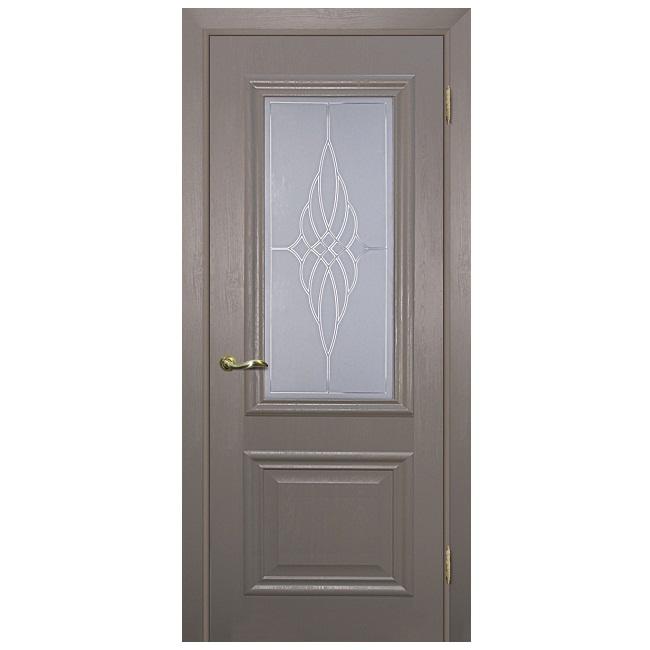 Купить Дверь межкомнатная Мариам Классик-1 ПВХ Каменное дерево стекло сатинат контурный полимер бесцветный 2000х700 мм