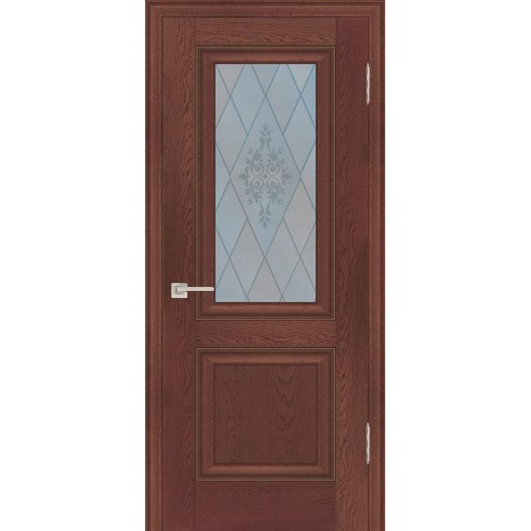 Купить Дверь межкомнатная Profilo Porte PSB-27 Baguette экошпон Дуб Оксфорд темный стекло белый сатинат 2000х600 мм