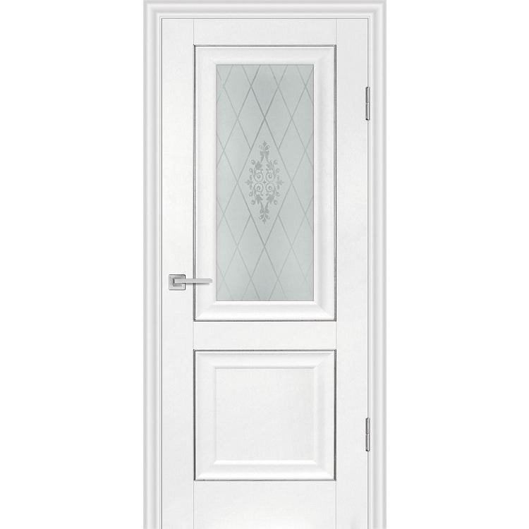 Купить Дверь межкомнатная Profilo Porte PSB-27 Baguette экошпон Пломбир стекло белый сатинат 2000х600 мм