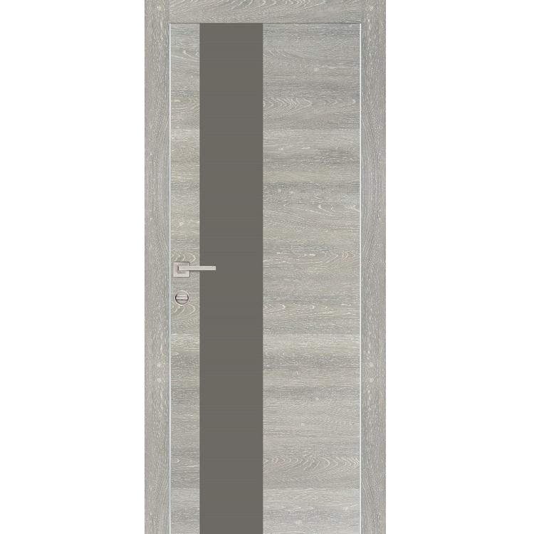 Купить Дверь межкомнатная Profilo Porte РХ-6 Crome экошпон Дуб грей патина стекло серый лакобель 2000х600 мм