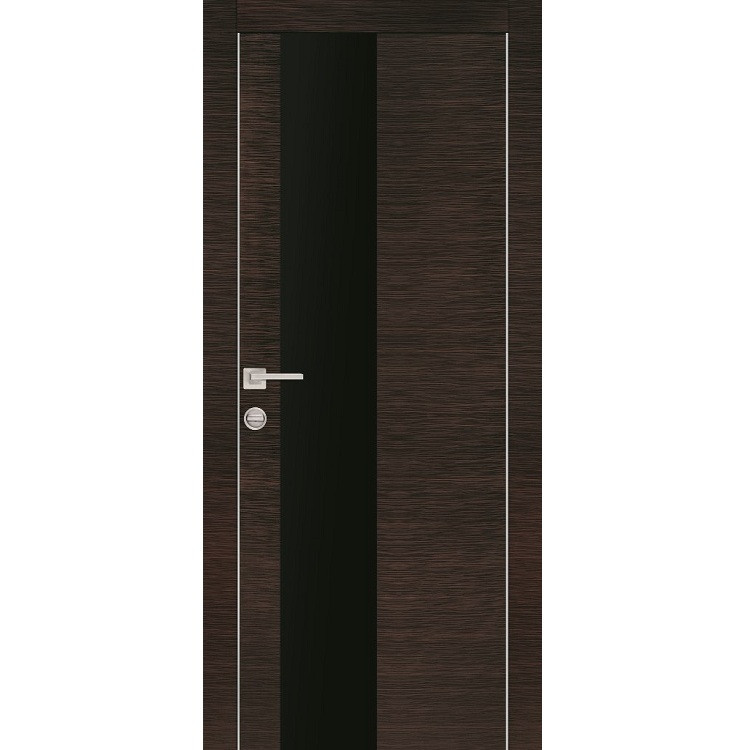 Купить Дверь межкомнатная Profilo Porte РХ-6 Crome экошпон Венге горизонтальный стекло черный лакобель 2000х600 мм