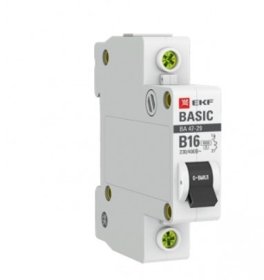 Купить Автоматический выключатель EKF Basic ВА 47-29 1P B 16А