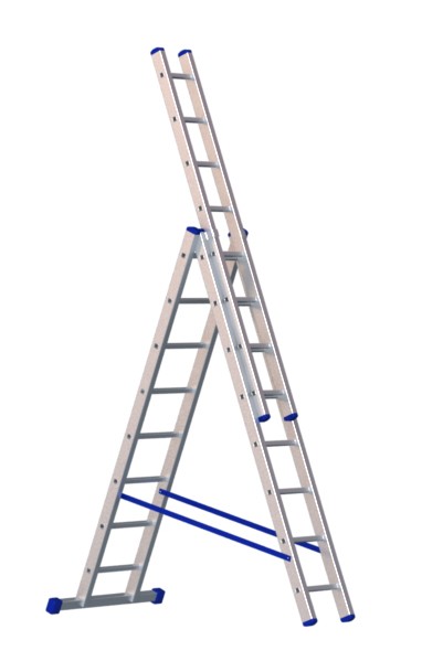 Лестница трехсекционная универсальная Алюмет H3 18 ступеней