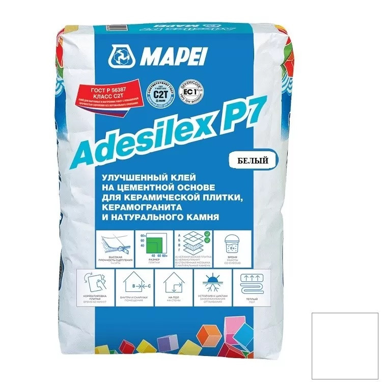 Купить Клей для плитки и камня Mapei Adesilex P7 белый 25 кг