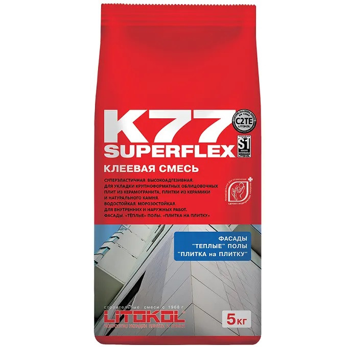 

Клей для плитки Litokol SuperFlex K77 5 кг, Серый