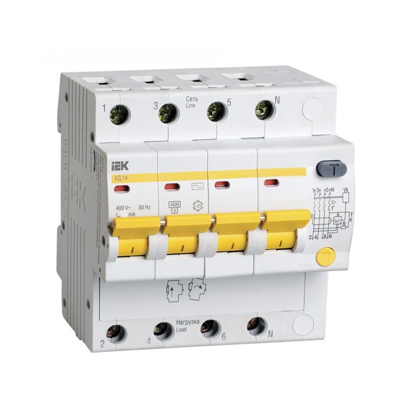 Купить Автоматический выключатель дифференциального тока IEK  АД14 4Р 40А 30мА C