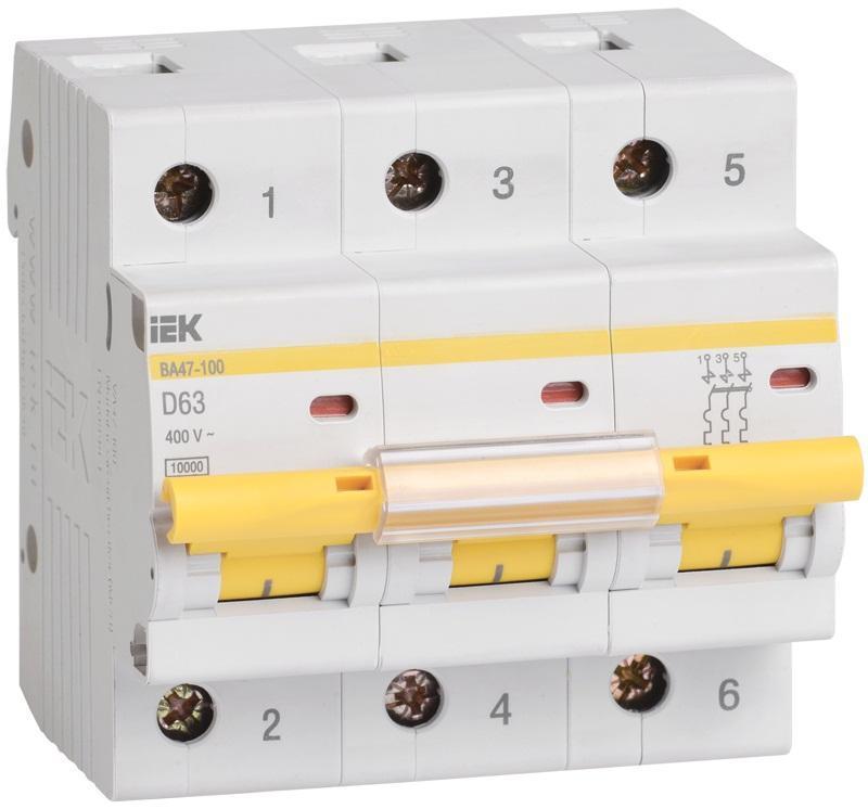 Купить Автоматический выключатель IEK MVA40-3-100-D ВА47-100 3P