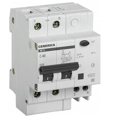Купить Автоматический выключатель дифференциального тока IEK Generica АД12 2Р MAD15-2-040-C-030