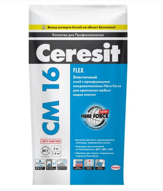 Купить Клей для плитки Ceresit СМ 16 эластичный 5 кг