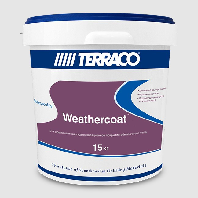 Купить Гидроизоляция двухкомпонентная эластичная Terraco Weathercoat Grey комбо 15 кг