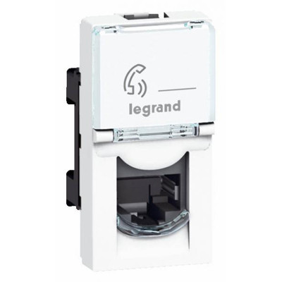 Купить Розетка телефонная Legrand Mosaic New RJ45 078730 1 модуль одноместная белая