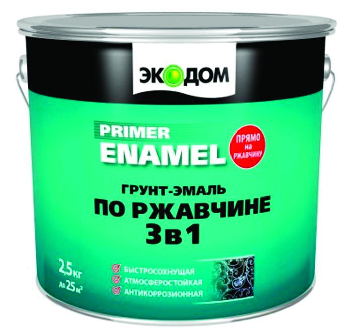 Купить Грунт-эмаль по ржавчине "Экодом"  3 в 1  зеленый мох  2,5 кг (3) "РОГНЕДА"