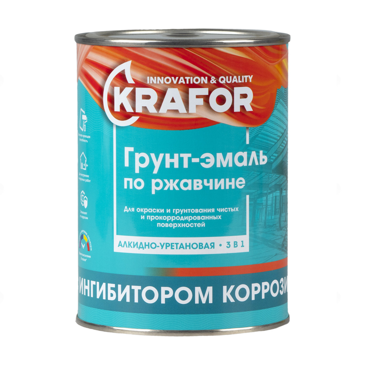 KRAFOR Грунт-эмаль по ржавчине шоколадная 1 кг 14 26698