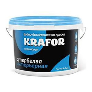Купить KRAFOR краска в/д интерьерная супербелая 14 кг 1 альфа 42762