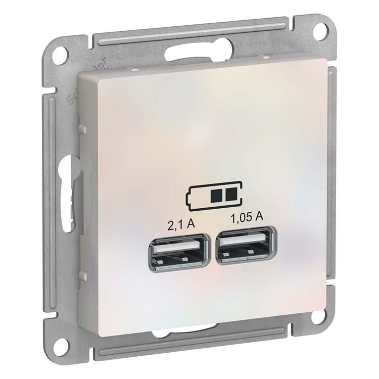 Механизм USB розетки Schneider Electric AtlasDesign ATN000433 двойной жемчуг