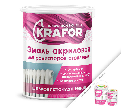 Купить Эмаль акриловая  для радиаторов супербелая 1 кг (4) "Krafor"