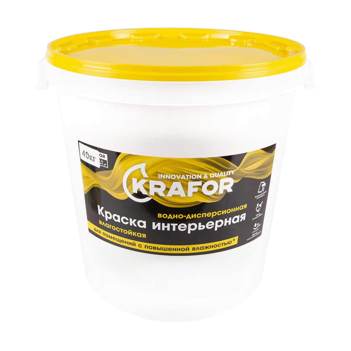Купить Краска в/д латексная  интер. влагостойкая 40 кг (1) "Krafor" (желт.)