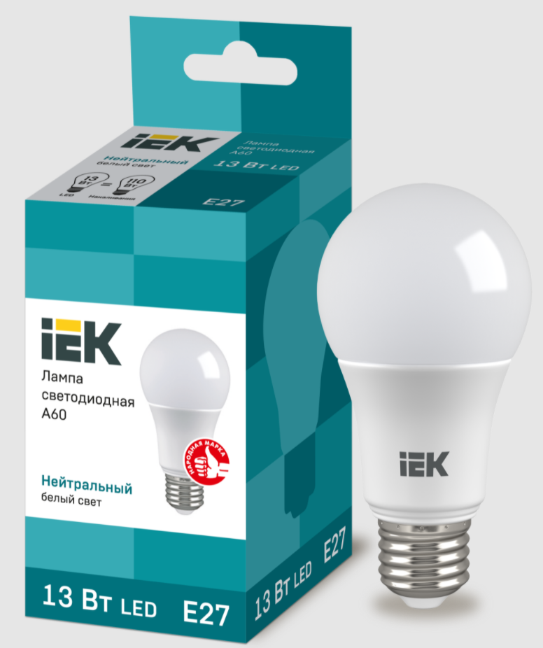 

Лампа светодиодная IEK LLE-A60-13-230-40-E27