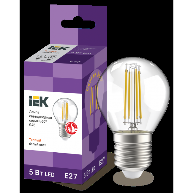 Купить Лампа IEK LED G45 шар 5Вт 230В 3000К E27