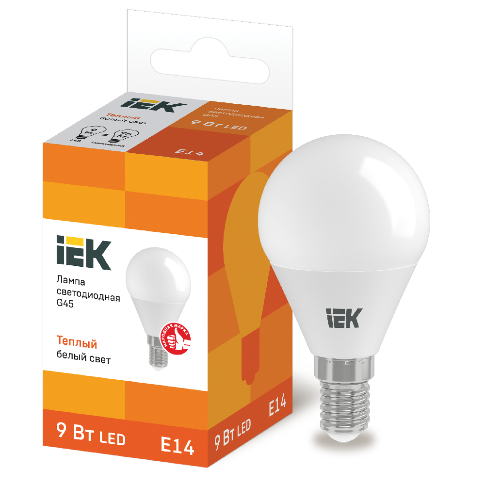 Купить Лампа IEK LED G45 шар 9Вт 230В 3000К E14