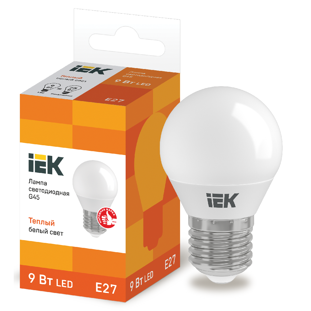 Купить Лампа светодиодная IEK G45 шар 9Вт 230В 3000К E27