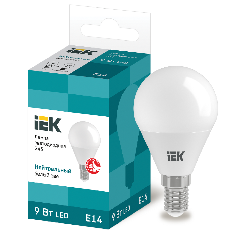 Купить Лампа светодиодная IEK G45 шар 9Вт 230В 4000К E14