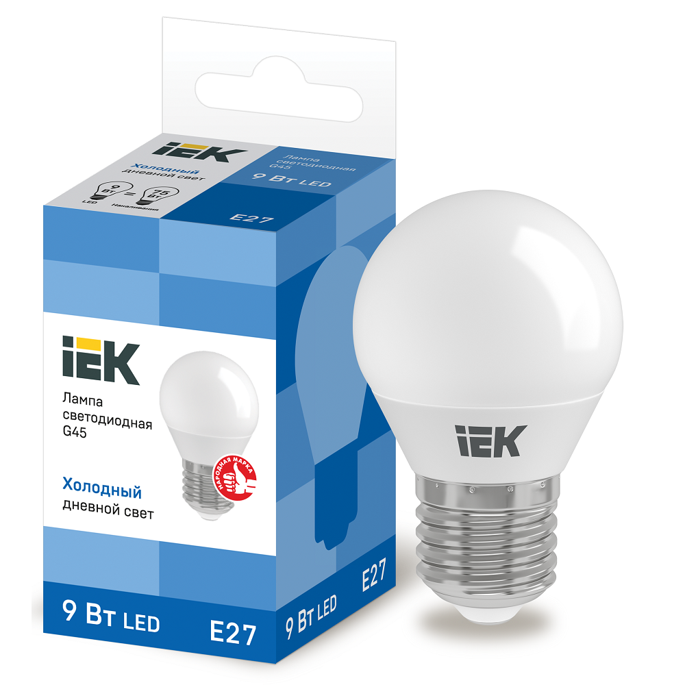 Купить Лампа светодиодная IEK G45 шар 9Вт 230В 6500К E27