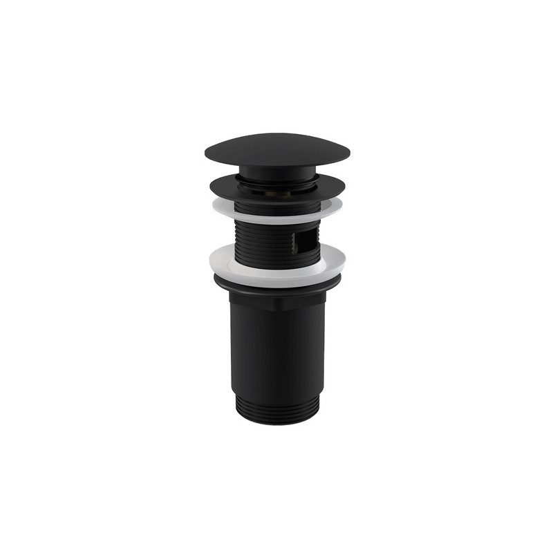 Донный клапан сифона для умывальника Alca Plast A392 Black click/clack 5/4 дюйма цельнометаллический с переливом и большой заглушкой 209137