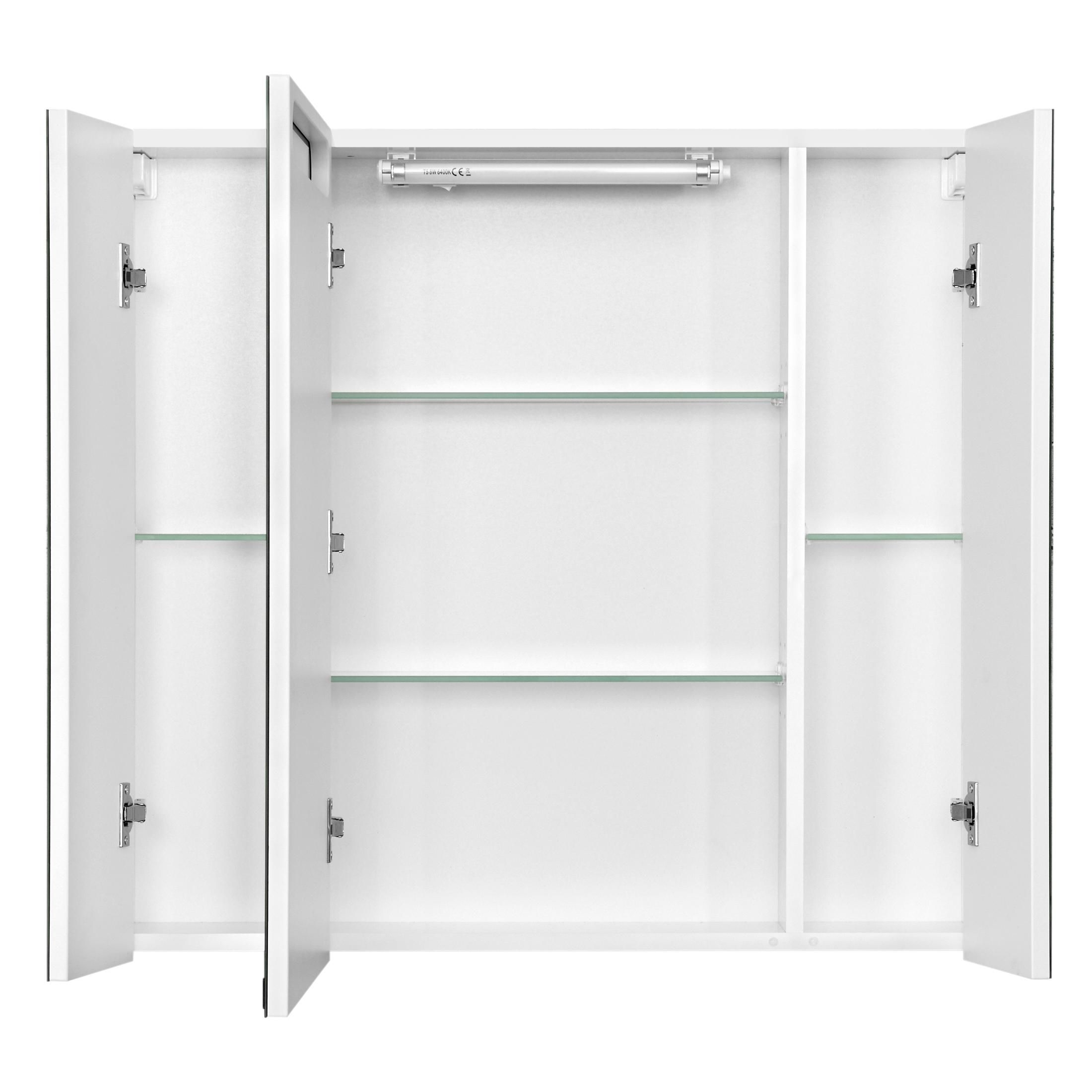 Купить Зеркальный шкаф Aquaton Мадрид 80 М со светильником белый (1A175202MA010)