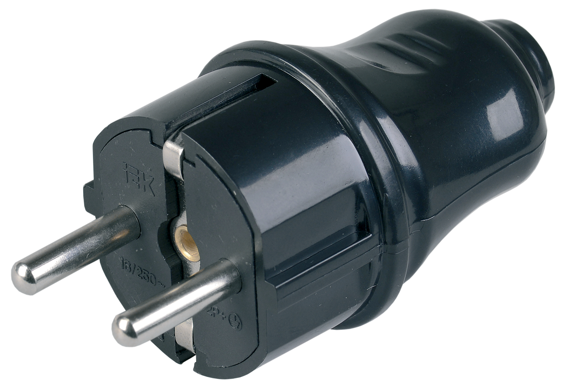Купить Вилка электрическая IEK EVP10-16-01-K02 прямая разборная с заземлением 16А черный