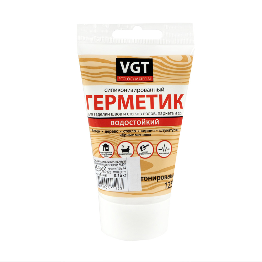 Купить Герметик силиконизированный VGT для пола белый 0,16 кг