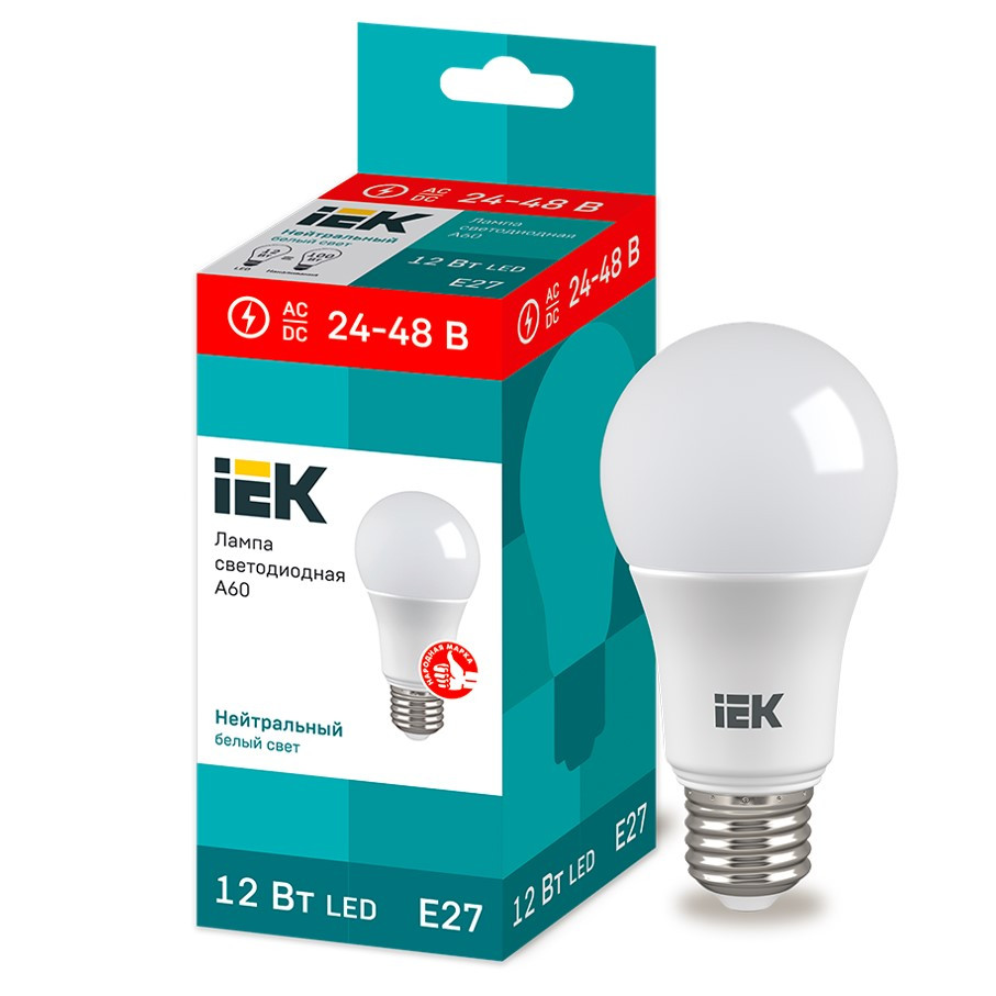 Купить Лампа светодиодная IEK LLE-A60-12-24-48-40-E27 A60 шар 12Вт E27 4000К