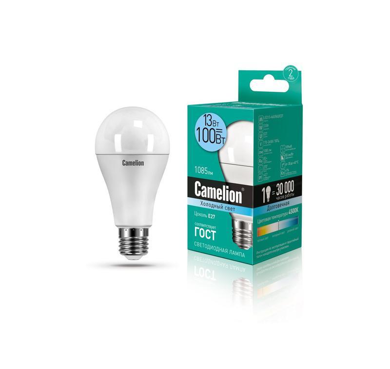 Купить Лампа светодиодная LED13-A60/845/E27 13Вт грушевидная 4500К бел. E27 1085лм 220-240В Camelion 12046
