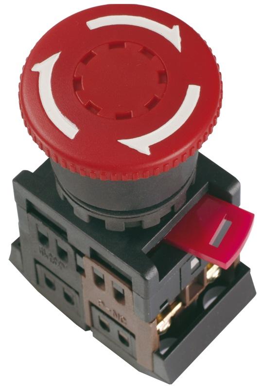 Купить Кнопка управления IEK AE-22 Грибок d22 мм с фиксацией красная