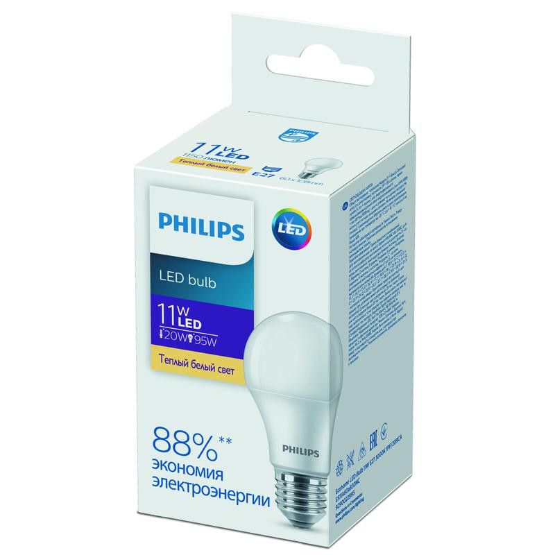 Купить Лампа светодиодная Ecohome LED Bulb 11W E27 3000К 1PF Philips 929002299567