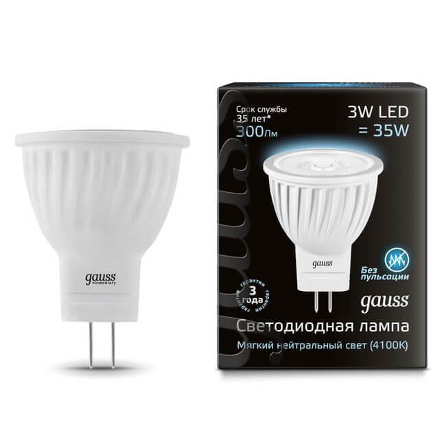 Купить Лампа светодиодная Gauss 132517203 MR11 3W 300lm 4100K GU4