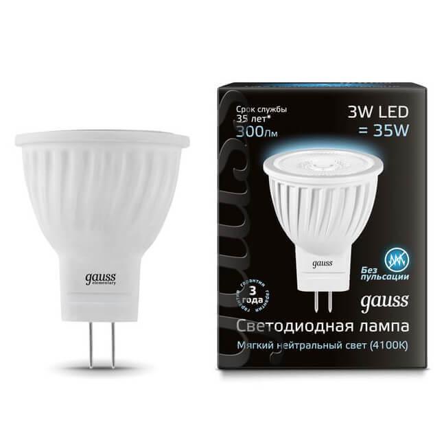 

Лампа светодиодная Gauss 132517203 MR11 3W 300lm 4100K GU4