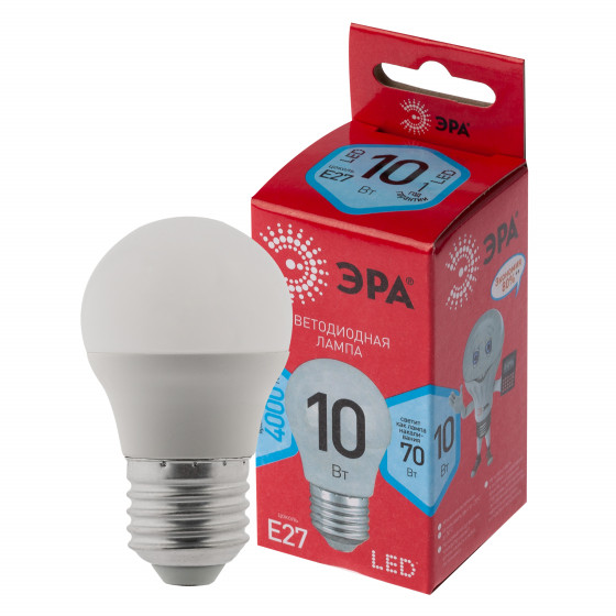 Купить Лампочка светодиодная ЭРА RED LINE LED P45 10W-840-E27 R E27 10Вт шар нейтральная белая