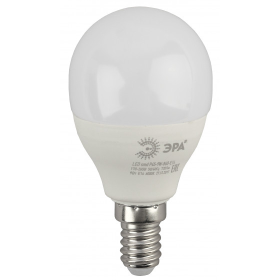 

Лампа светодиодная Эра STD Led P45-9W-860-E14 R 9W 6000К