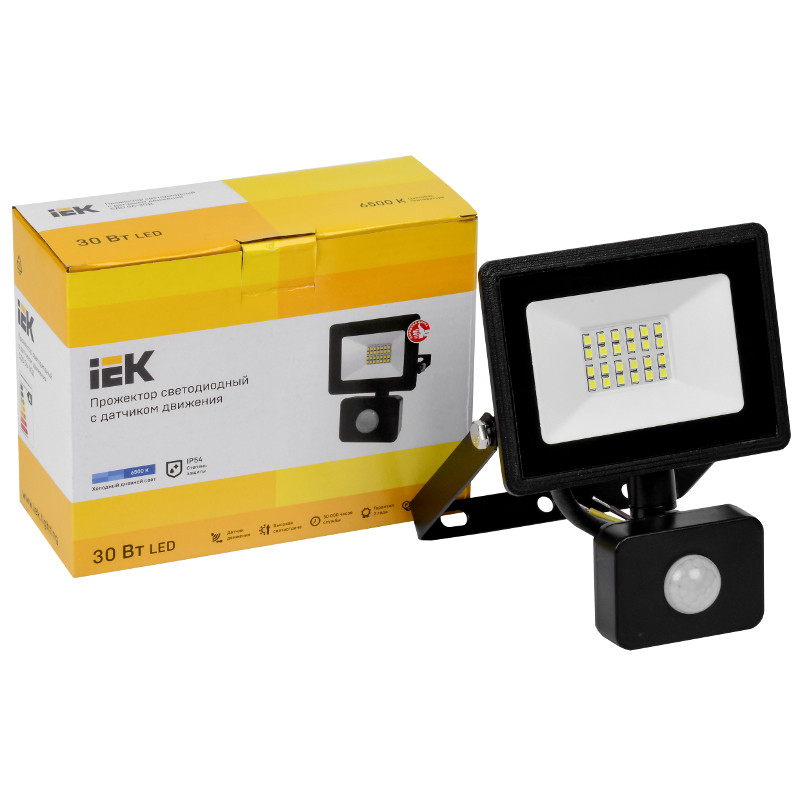 Купить Прожектор светодиодный IEK СДО 06-30Д с датчиком движения IP54 6500K