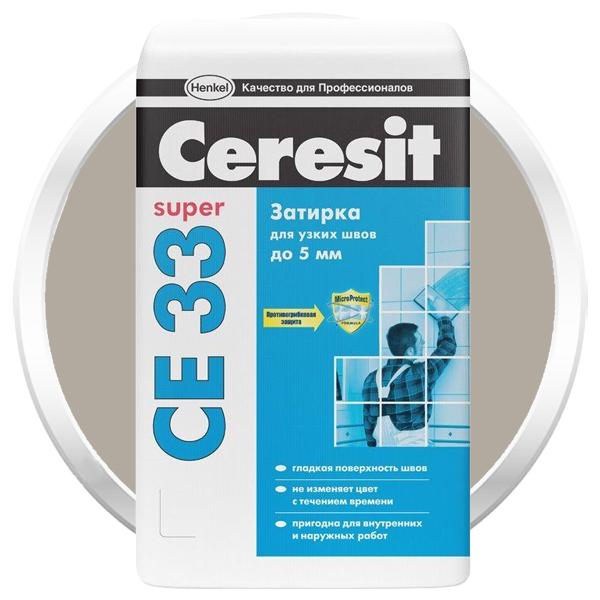 Купить Затирка цементная для узких швов Ceresit CE 33 Super серая 2 кг