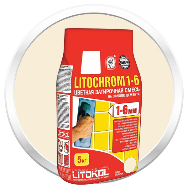 Купить Затирка цементная для швов Litokol Litochrom 1-6 C.50 светло-бежевая 5 кг