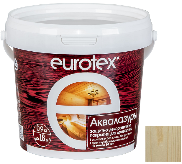 Купить Лак-антисептик акриловый Eurotex Аквалазурь бесцветный 0,9 кг