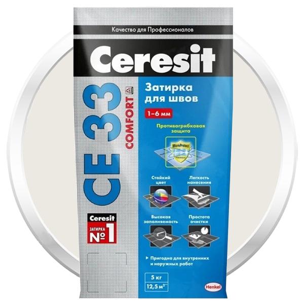 Купить Затирка цементная для узких швов Ceresit СЕ33 Comfort жасмин 5 кг